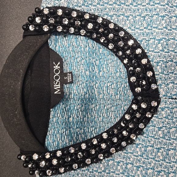 Misook-Open Cardigan Hook Closure Long Sleeve Knit Beaded Blue-Size Small - Picture 4 of 17